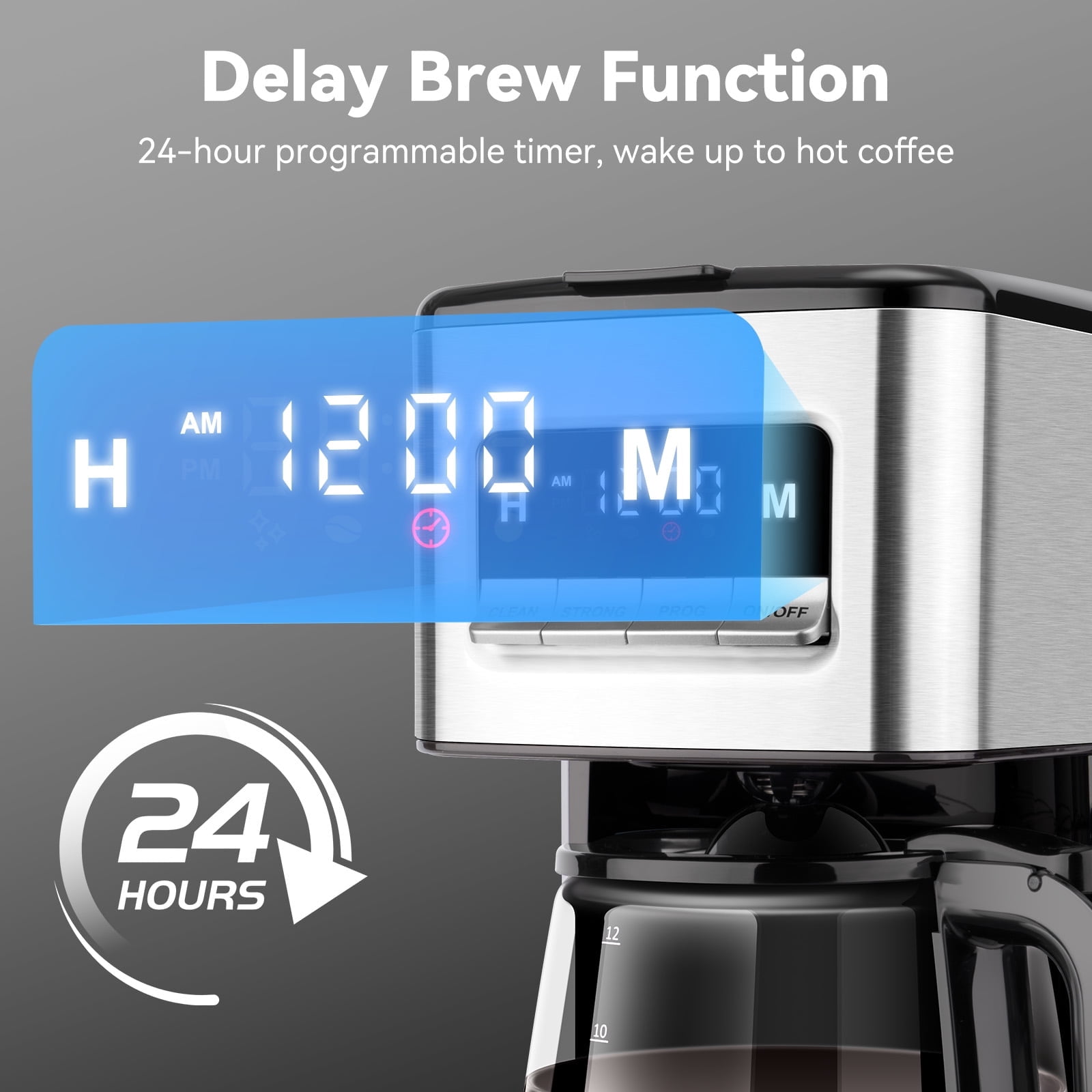 Gevi 12 Cup Programmable Coffee Maker, Brew Later, Keep Warm, Auto Shutoff