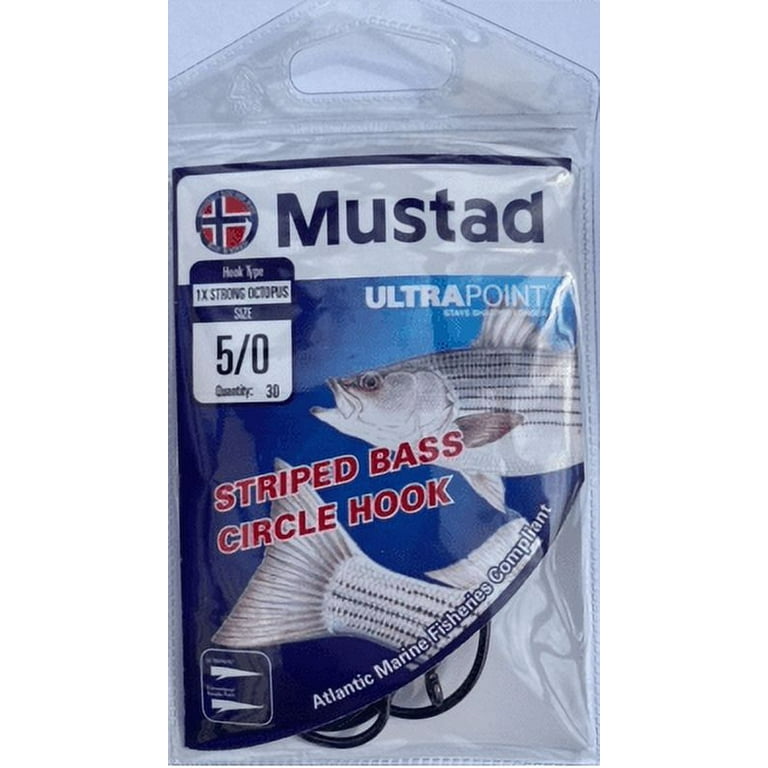 Mustad Black Nickel Wide Gap Circle Hook Striper Value Pack - Size 9/0 