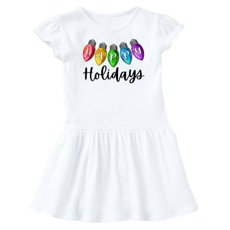 

Inktastic Happy Holidays Rainbow Christmas Lights Gift Baby Girl Dress