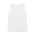 thumbnail image 4 of Linen Tank Tops for women Lace Sleeveless V Neck Tank Top Casual Loose Fit Blouse Size L, 4 of 5