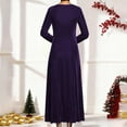thumbnail image 3 of Womens Christmas Dresses Velour Long Sleeve Dresses Women Purple Dress A-line Dresses Party Dress Womens Winter Outfits, 3 of 5