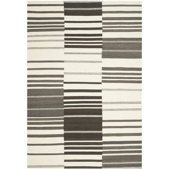 SAFAVIEH Kilim Caiside Striped Area Rug, Dark Brown/Ivory, 5' x 8'