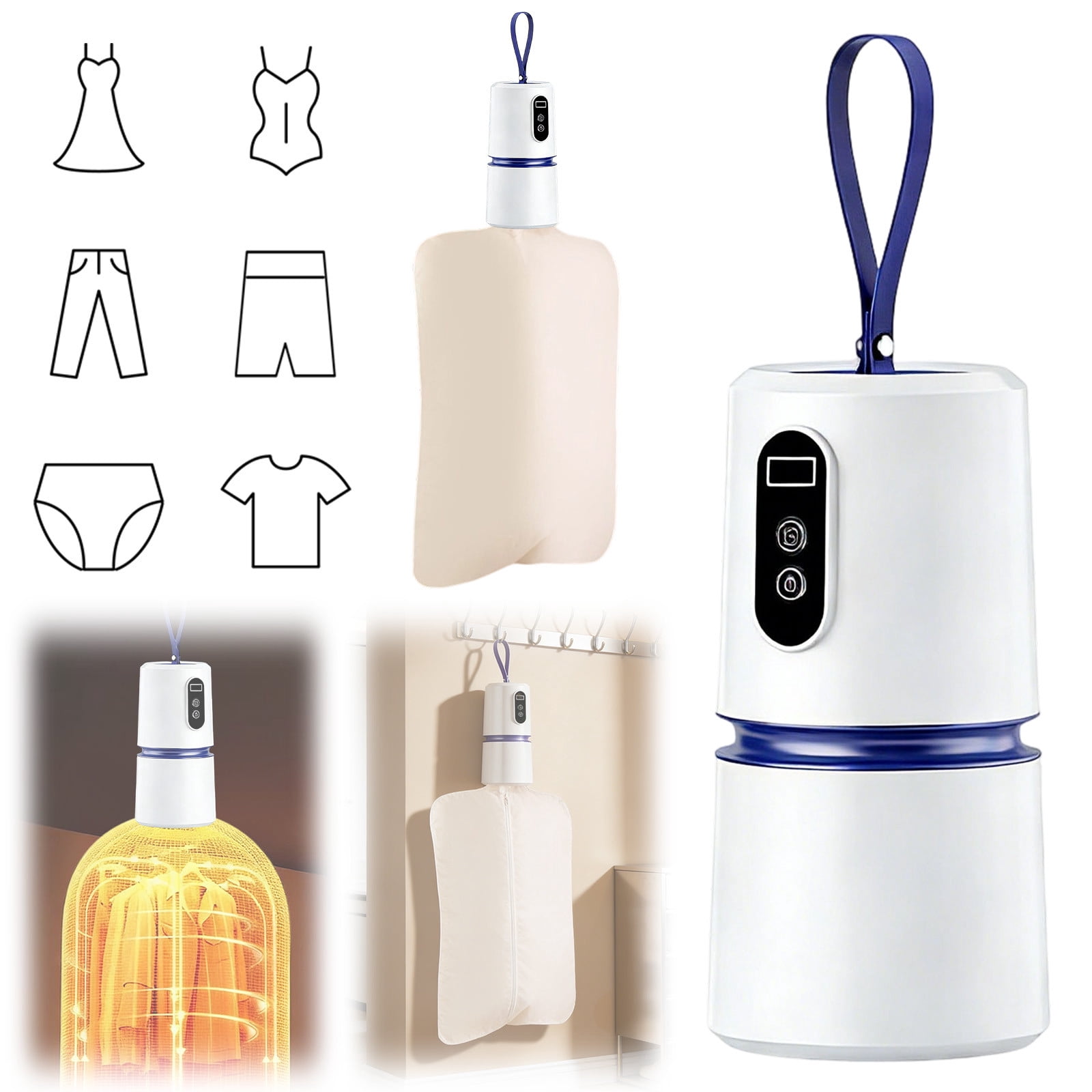 TTJ Mini Clothes Dryer Core Portable Home Air Dryer Compact Travel Drying Machine for Dorm Apartment Quick Dry Socks Underwear Towels Space Saving