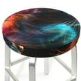 thumbnail image 3 of Xecao Neon Spectrum Cat Portrait Print Stool Covers Offer Stylish, Washable Protection for PU Round Bar Stools, Perfect for Home or Commercial Use.-13 inch, 3 of 7