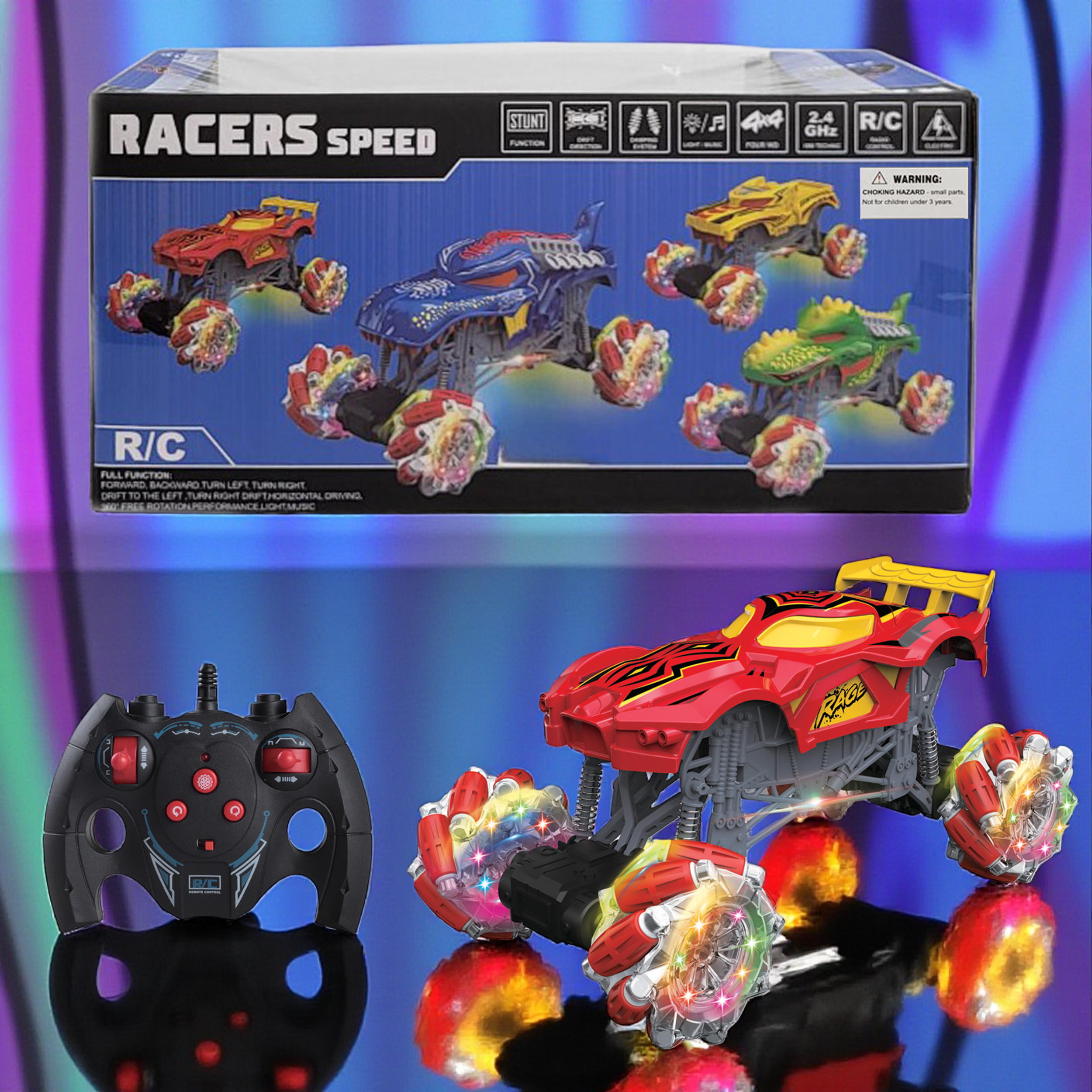 RC Monster Truck 1:16 Scale 4WD Remote Control Off-Road Vehicle for Kids, High-Speed All-Terrain Toy Truck