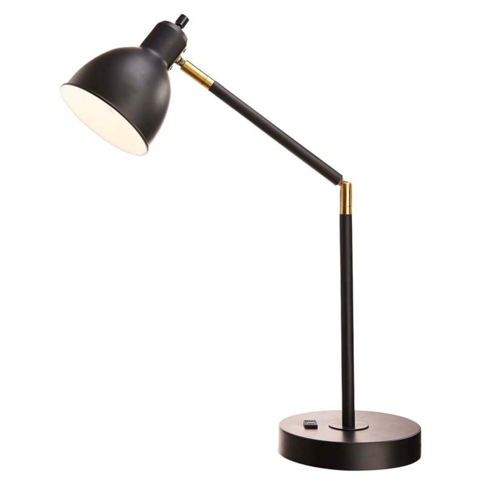 Cresswell Lighting Articulating Antique Brass And Black Metal Desk Lamp