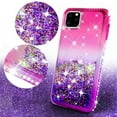thumbnail image 3 of Apple iPhone 12 / iPhone 12 Pro Case, Liquid Glitter Phone Case for Girls Women with Tempered Glass Screen Protector - Hot Pink/Purple, 3 of 5
