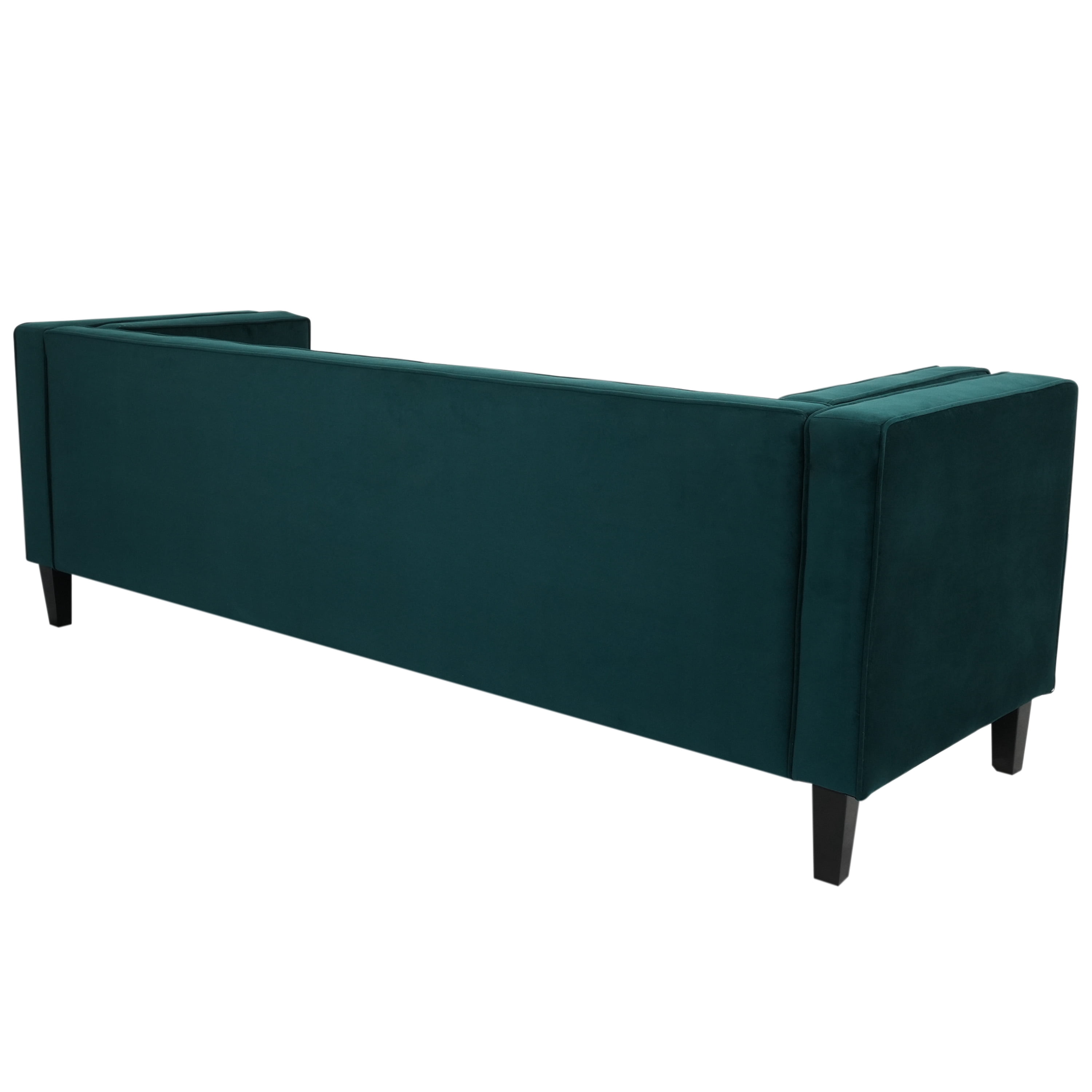 Miniyam Classic Sofa Solid Print Velvet Tufted Coach for Indoor, Green