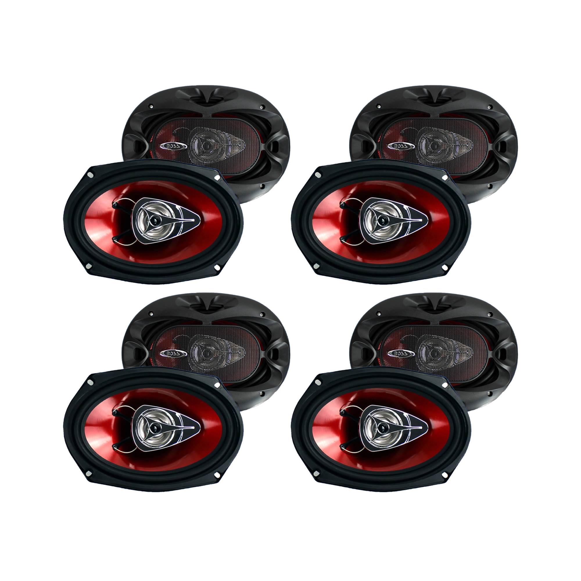 BOSS Chaos 6x9" 2Way 350W Car Coaxial Audio Speakers Stereo Red (4