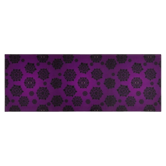 Purple Gothic Floral Pattern Kitchen Rug Mat,Kitchen Runner Rugs Non Skid Washable,Decorative Kitchen Floor Mats for Kitchen,Sink,Laundry,17"X47"