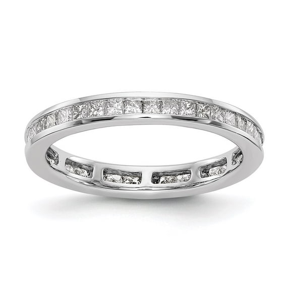 14K White Gold Ring Band Eternity Diamond Square Polished 1ct Princess Channel Set , Size 8
