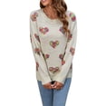 thumbnail image 4 of VISgogo, suéter de punto de manga larga para mujer, cuello redondo, patrón de corazones coloridos, prendas de punto holgadas, suéter de ganchillo informal para mujer VISgogo moda, 4 of 9