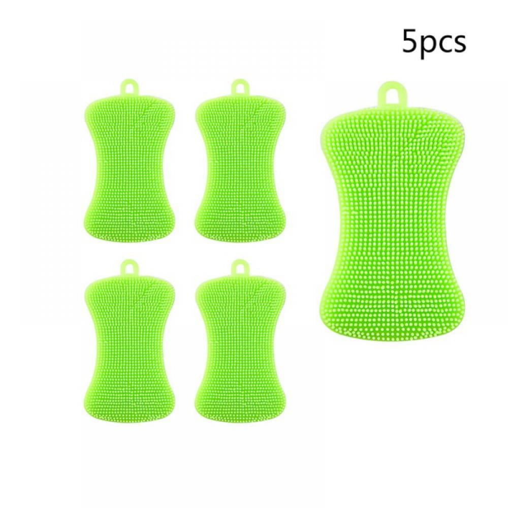 5 Pack Silicone Scrubbing Sponge Real Silicon Non Scratch & Non Smell