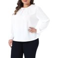 thumbnail image 2 of DARING DIVA Women's Plus Crew Neck Pleated Blouse 2X White, 2 of 6