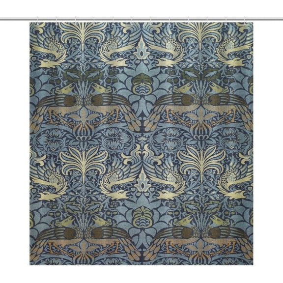 Victorian William Morris Original Design Vintage Shower Curtain Furniture Bathroom Fabric Decorations Washable Shower Curtain with Hooks