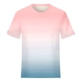 thumbnail image 3 of WEAIXIMIUNG Chemises Boutonnées pour Femmes Lin Blanc Femmes Décontracté Multicolore Dégradé Col Rond Manches Courtes T-Shirt Ample, 3 of 3
