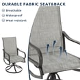 thumbnail image 5 of UDPATIO Patio Swivel Chairs Set of 2, High Back Outdoor Dining Chairs for Lawn Garden Backyard, Gray, 5 of 9