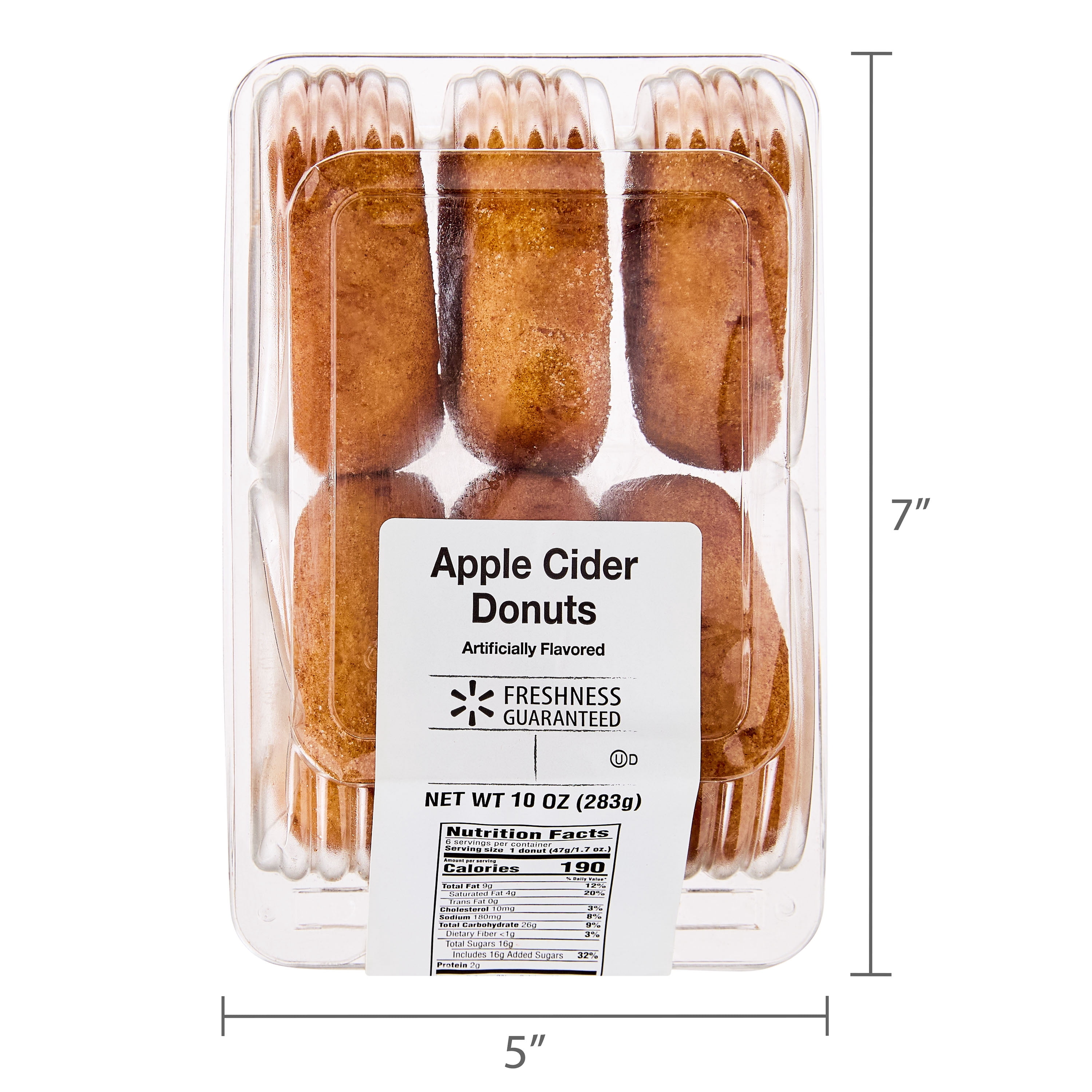 Freshness Guaranteed Apple Cider Cinnamon Sugared Donuts, 10 oz Clamshell, 6 Count (Shelf-Stable)