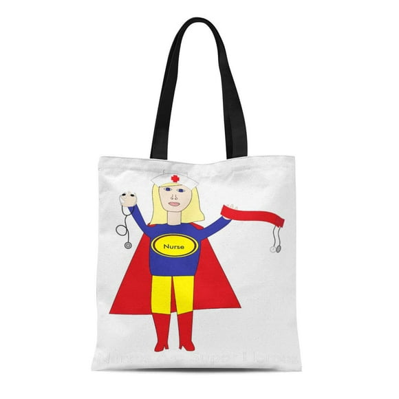 POGLIP Canvas Tote Bag Appreciation Nurses Super Heroes Blonde High Day Week Registered Reusable Handbag Shoulder Grocery Shopping Bags