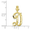 thumbnail image 3 of Solid 10k Yellow Gold Diamond-cut Grooved Initial Letter D Alphabet Charm Pendant - 20mm x 11mm, 3 of 4