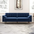 thumbnail image 2 of Kearney Mid Century Modern Furniture Style Navy Blue Velvet Living Room Couch, 2 of 6