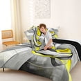 thumbnail image 4 of Homewish Yellow Abstract Spiral Full Size Comforter Sets,Contemporary Aesthetic Bedding Comforter Set,Black Reversible,3-Piece,1 Comforter and 2 Pillowcases, 4 of 7