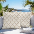 thumbnail image 2 of Outdoor Waterproof Throw Pillow Covers Set of 2 Moroccan Texture Decorative Pillowcases Square Outdoor Pillows Cushion Case 18x18 Inch Vintage Beige Linen Patio Pillows for Couch Sofa Bed Garden, 2 of 9
