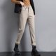 thumbnail image 1 of Pantalones de invierno de talle alto, holgados, adelgazantes, de color blanco cremoso, con forro polar y gruesos, para mujer, talla pequeña, 1 of 4