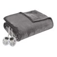 thumbnail image 1 of OLLIIX Serta Plush Heated Blanket, Dark Gray, Polyester, Twin, 1 of 7
