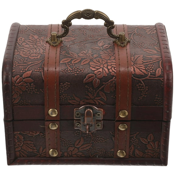 WHAMVOX Brown Wooden Keepsake Box Vintage Style Storage Solution for Jewelry and Small Items 8x6x4.5 Inches