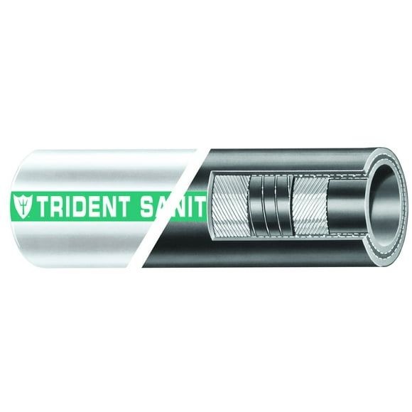 Trident Tuyau Sanitaire Marine 102-1124 EPDM en Caoutchouc avec Hélice, Pression Maximale de 60 psi, Longueur 12,5 x 1 1/2 Id, Blanc