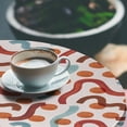 thumbnail image 3 of Ambesonne Abstract Fitted Round Tablecloth, Wavy Stripes Circles Motif, 40"- 44" Diameter, Cinnamon Pearl and Blue, 3 of 5