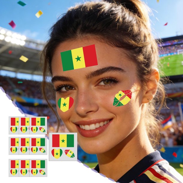 Decoración del hogar, decoración de habitaciones, suministros para celebraciones de aficionados al fútbol. 10 pegatinas de tatuajes para ver partidos de fútbol. Fiestas temáticas de aficionados, decor