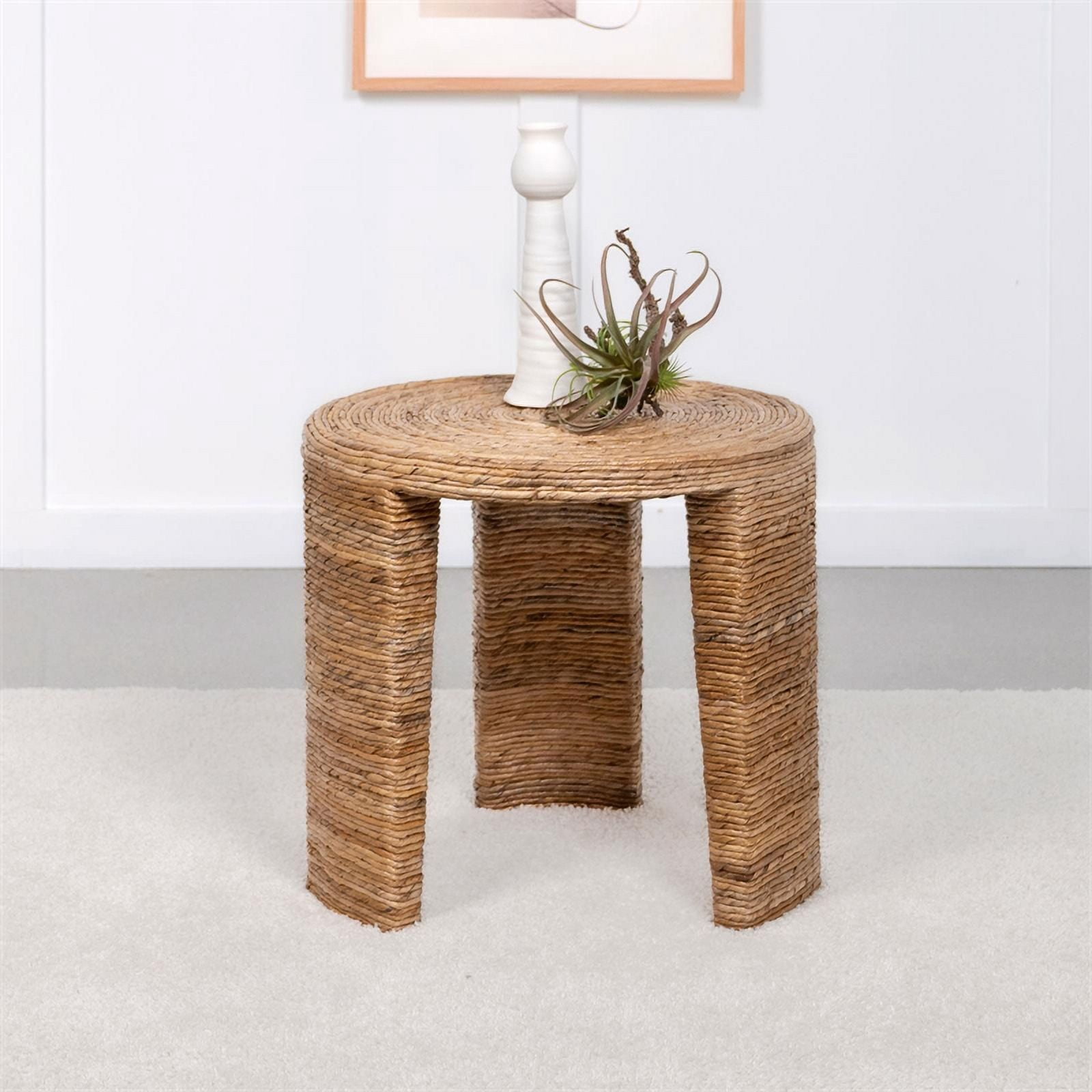 Morena Round End Table with Tawny Tempered Glass Top Brushed Bronze