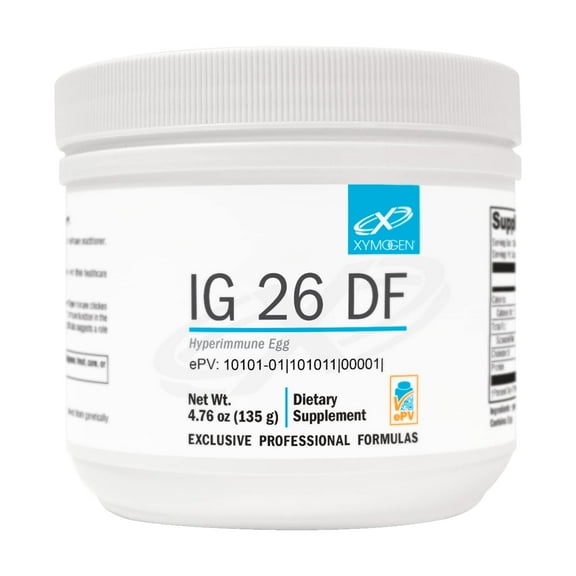 XYMOGEN IG 26 Plus DF - Dairy Free Immunoglobulin Powder   IgY Max Hyperimmunized Egg - Promotes Intestinal Health, Cytokine Balance, Muscle Performance   Recovery - Vanilla Flavor (6.46 oz)