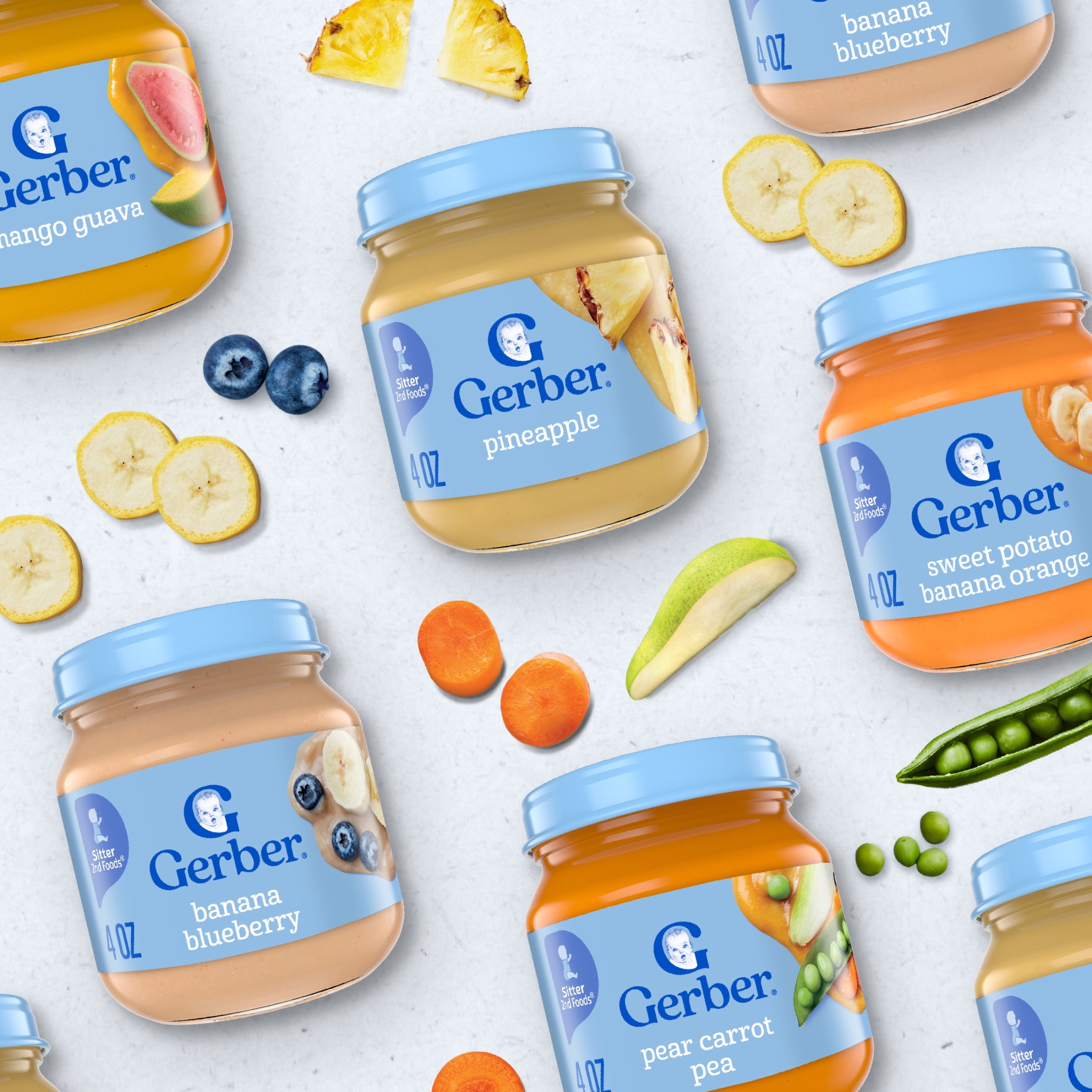 (12 pack) Gerber Stage 2 Baby Food, Pineapple Jar, Fruit Puree, Non-GMO, Baby Puree 4 oz
