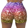 thumbnail image 2 of Balery Glitter Rainbow Pantalones cortos de entrenamiento estampados para mujer, sin costuras, ajustados, para gimnasio, yoga, correr, deportes, ejercicio activo, fitness.-Medium, 2 of 8