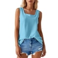 thumbnail image 2 of HUANBAI Women's Square Neck Shirt With Vest Design Cotton Tank Top, 2 of 5