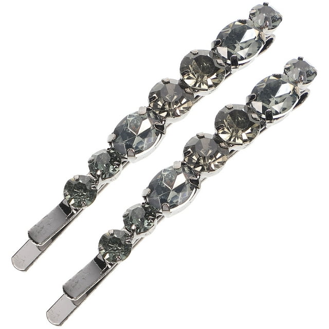 2pcs lindas pinzas para el cabello de cristal temperamento de la moda pasadores de pelo pasadores de pelo para mujeres niñas (negro)
