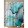 thumbnail image 4 of Fsddascl Turquoise Gold Marble Shower Curtain Set - 54" x 78" Washable Bathtub Curtain with 12 Hooks, Modern Abstract Geometric Waterproof Fabric Stall Shower Curtains for Bathroom/Bathtub Décor, 4 of 6