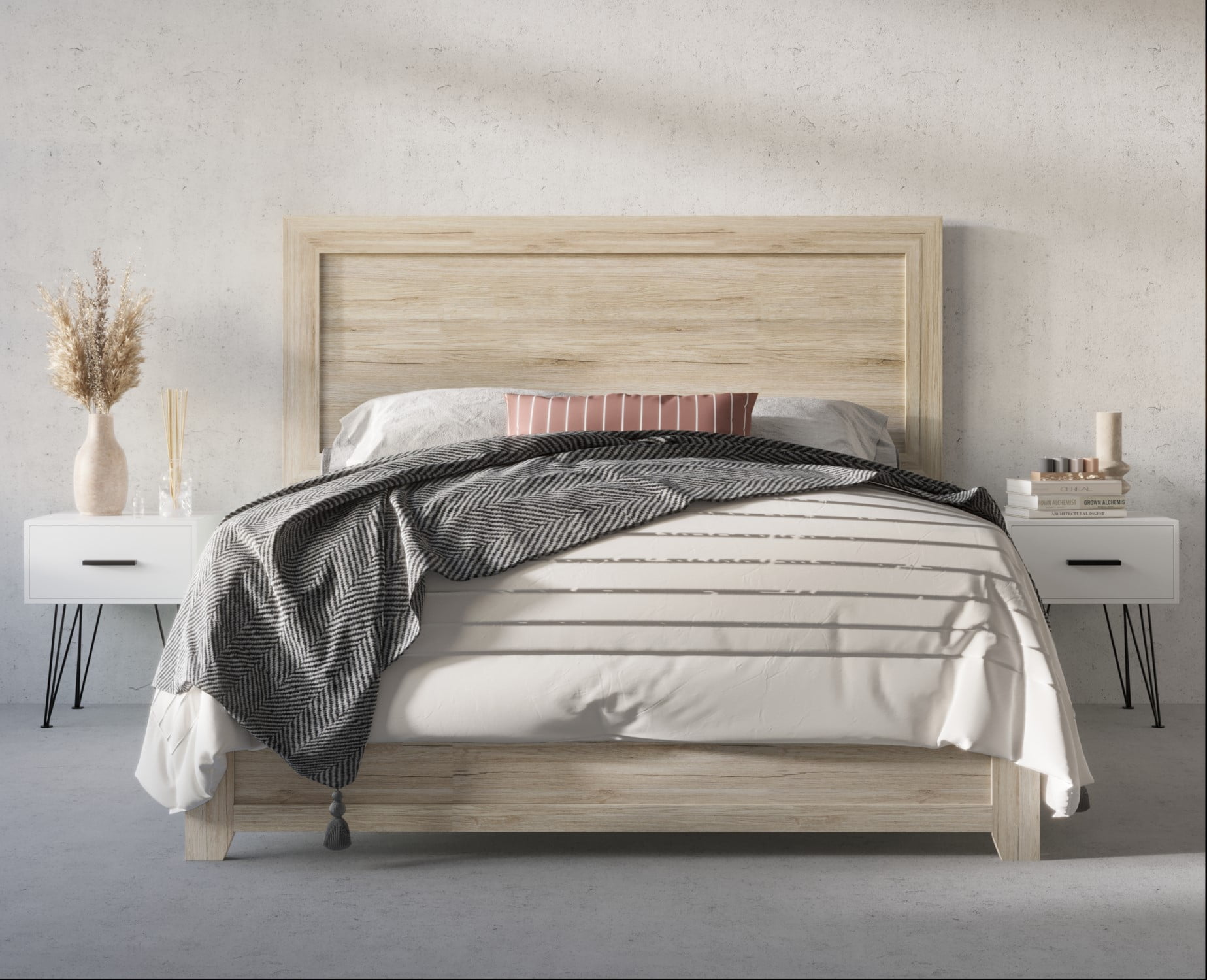 Wood panel bed frame clearance queen