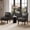 BLACK, variant on Armless Accent Chairs Upholstered Dining Chairs Living Room Chairs with Solid Wood Legs Leather Reading Chair for Adults Comfy Chair for Bedroom Vanity Kitchen (Black)