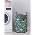 thumbnail image 3 of Floral Laundry Bag, Flowers Feminine Vintage English Blossoms, Hamper Basket with Handles Drawstring Closure for Laundromats, 13" x 19", Sea Blue Mustard, by Ambesonne, 3 of 4
