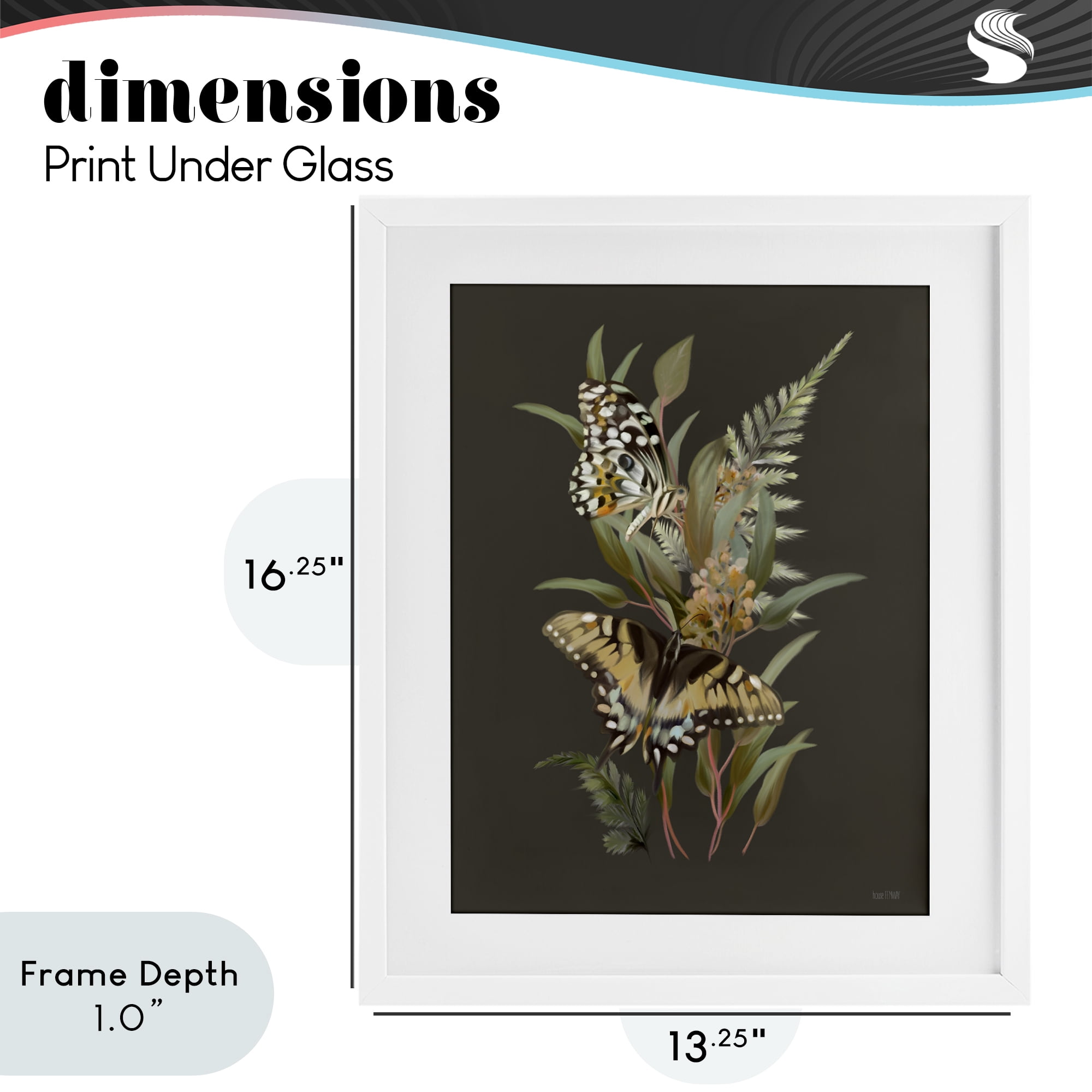 Stupell Industries Twin Swallowtails & Greenery White Framed Print Under Glass, design by House Fenway