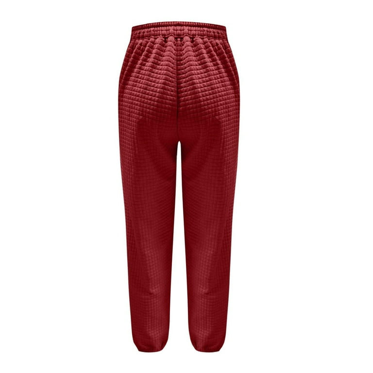Arnsht Women's Fleece Sweatpants Solid Color Waffle Drawstring