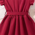 thumbnail image 6 of Coerni Kids Girls Flutter Sleeve Pleated Casual Dress Front Ruffle Swing Smocked Dresses Toddler Solid Dance Birthday Frocks, 6 of 9