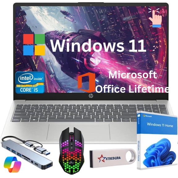 HP 2026 Newest 15.6" FHD Touchscreen Laptop, Intel 13th Gen Core I5-1334U, Copilot AI, 8GB RAM, 1TB SSD,Lifetime MS Office Graphics, Windows 11 Home, Student & Business Notebook, Gift Bundle