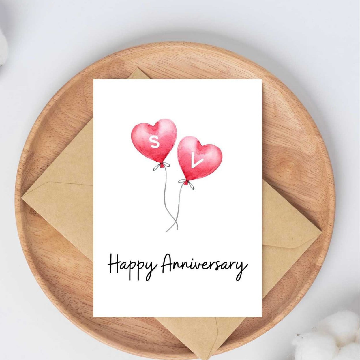 Happy Anniversary Card with Heart Balloons – Cute “Happy Anniversary” Design – Envelope Included Blank Inside – Ideal for Couples Lovers Spouses Celebrating Love
