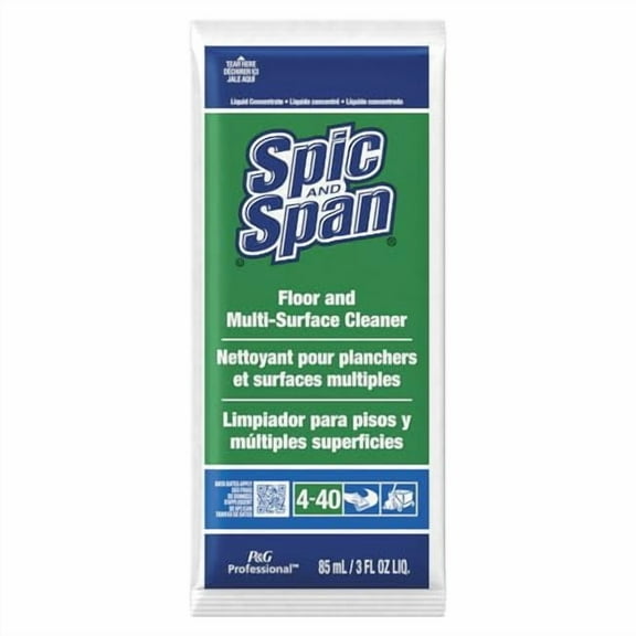 Spic and Span Professional Bulk Floor and Multi-Surface Concentrate Cleaner for Commercial Use, 1 Packet Makes 4 Gallons, 3 oz. Packet (Case of 45)