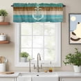 thumbnail image 2 of Blue Teal Brown Kitchen Curtain Valances for Windows Farmhouse Short Curtains, Anchor Nautical Coastal Ocean Wooden Rod Pocket Valance Curtain for Bedroom Cafe Living Room 42"x18", 2 of 8